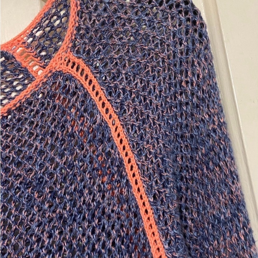 American Eagle Outfitters Womens Sweater Size Large Blue/Orang Soft Open Knit - Picture 6 of 9
